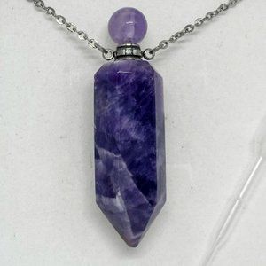 Crystal Perfume Necklace - Amethyst Large